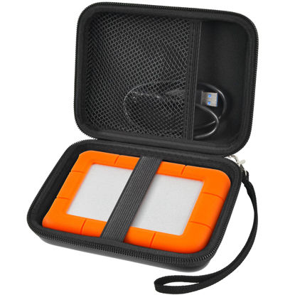Picture of Case Compatible with LaCie Rugged Mini 1TB/ 2TB/ 4TB/ 5TB External Hard Drive Portable HDD, Storage Holder for Hard Drives for Mac and PC Computer & USB 3.0 2.0 Cable SD Cards (Black)