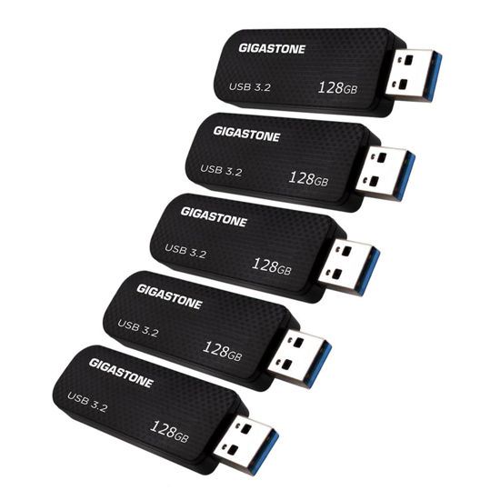 Picture of GIGASTONE Z30 128GB 5-Pack USB 3.2 Gen1 Flash Drive, Capless Retractable Design Pen Drive, Carbon Fiber Style, Reliable Performance & Durable, USB 2.0 / USB 3.0 / USB 3.1 Interface Compatible