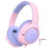 Picture of iClever Kids Headphones with Cord, 85dBA Safe Volume Wired Headphones for Kids, Stereo Sound Foldable Adjustable, 3.5mm Jack, Over Ear Kids Headphones for School/Boys/Girls/iPad/Tablet/Travel, Pink