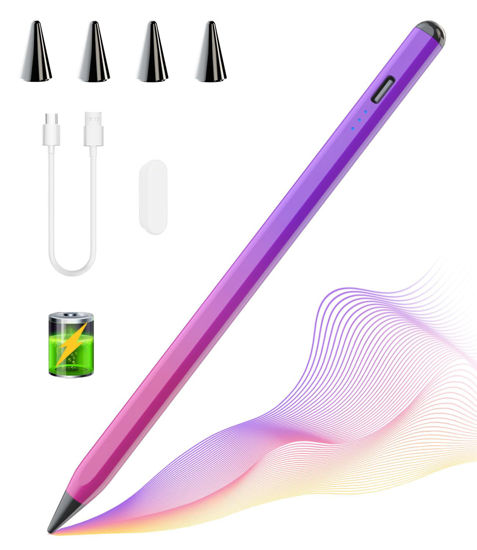 Picture of Stylus Pen for iPad, Apple Pencil for iPad 10th 9th Gen, Apple Pen iPad Pencil for iPad Air 5/4/3rd, iPad Pro 11/12.9 Inch, with Palm Rejection & Tilt Sensitivity, Magnetic Stylus iPad Pen, Purple&Red