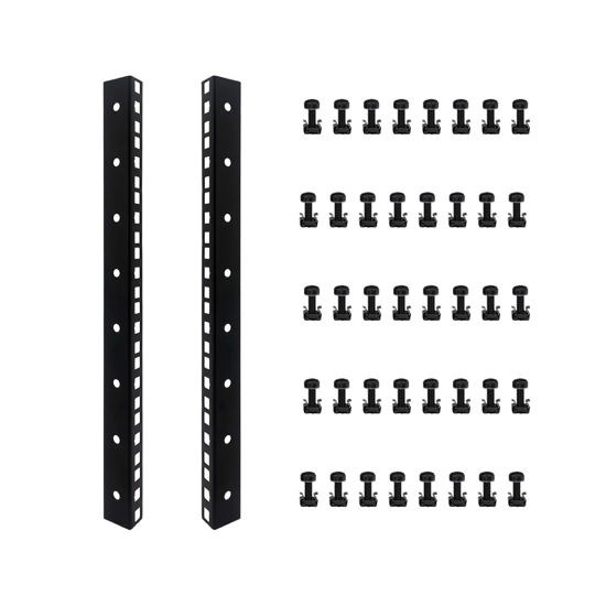 Picture of FMUSER 8U Rack Rails with M6 Rack Mount Screws and Cage Nuts Set for DIY Server and Studio Racks