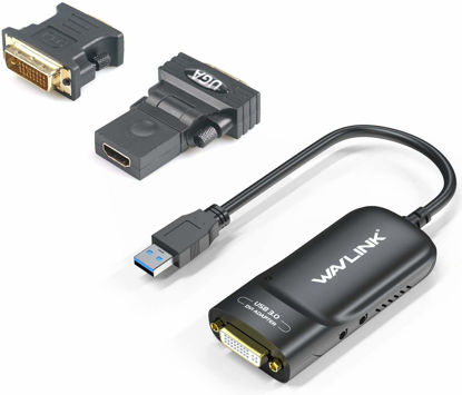 Picture of WAVLINK USB3.0 to HDMI/DVI/VGA Universal Graphic Adapter，Supports Primary/2048x1152 Extend/Mirror Video Mode up to 6 Display Units with Aduio Port Displaylink Chip for Windows, Chrome OS