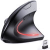 Picture of JYKEYMOUT Bluetooth and 2.4G (2-in-1) Rechargeable Wireless Mouse, Ergonomic Vertical Design, 1000/1200/1600 DPI, 6 Silent Buttons, for Laptop, Computer, PC, MacBook, Chromebook-Black