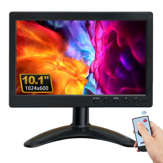 Picture of WHOLEV Security Monitor 10.1" CCTV Monitor 1024x600 FHD PC Monitor with VGA HDMI BNC AV USB Input Built-in Speaker 178° Wide Angle for Raspberry Pi Game Computer Monitor