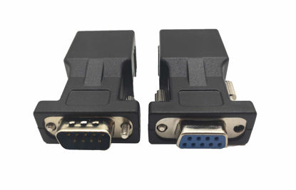 Picture of Halokny RS232 DB9 9Pin to RJ45 Ethernet Converter, DB9 Male & Female to RJ45 Female Serial Adapter (1 Set)