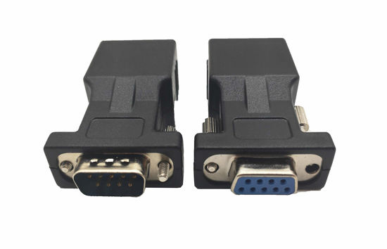 Picture of Halokny RS232 DB9 9Pin to RJ45 Ethernet Converter, DB9 Male & Female to RJ45 Female Serial Adapter (1 Set)