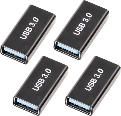 Picture of 4Pack USB Female to USB Female Adapter for Connecting Two USB Male Ends Devices, Female to Female USB Adapter Extension Connector Compatible with MacBook Pro/Air, IPad Pro Google Pixel,Apple Etc.