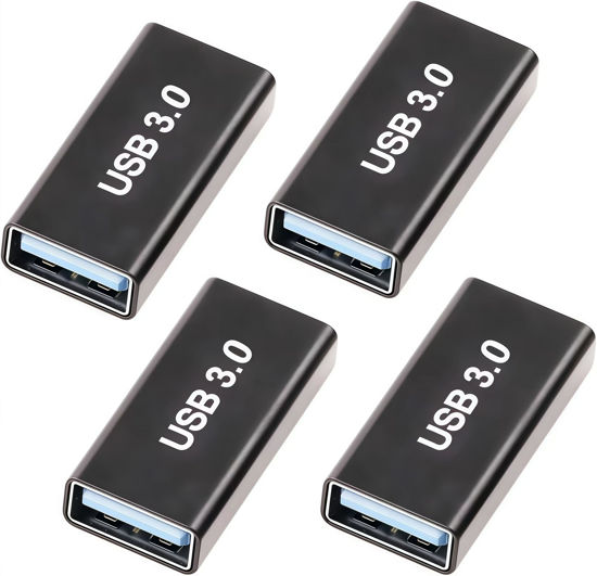 Picture of 4Pack USB Female to USB Female Adapter for Connecting Two USB Male Ends Devices, Female to Female USB Adapter Extension Connector Compatible with MacBook Pro/Air, IPad Pro Google Pixel,Apple Etc.