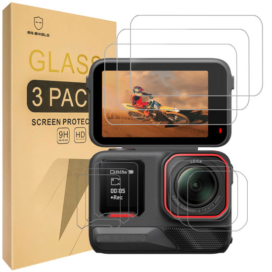 Picture of Mr.Shield Screen Protector compatible with Insta360 Ace Pro 2 [3x Lens & Touch Screen Glass + 3x PET (Not Glass) Small Screen Protector] [Tempered Glass] [9H Hardness]