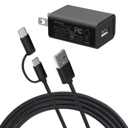 Picture of UL Listed Fast Charger with 6.6ft Braided Cord for All Amazon Kindle Paperwhite,Oasis,Voyage,Kids Edition eReaders,Kindle Touch,DX,Keyboard; for All Fire Max HD HDX 6 7 8 10 11 Tablets