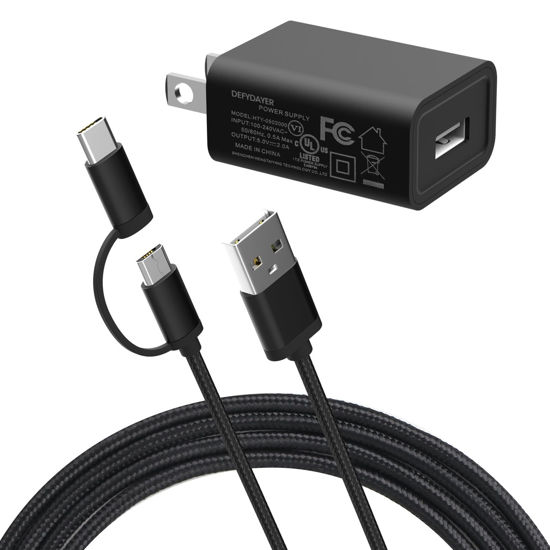 Picture of UL Listed Fast Charger with 6.6ft Braided Cord for All Amazon Kindle Paperwhite,Oasis,Voyage,Kids Edition eReaders,Kindle Touch,DX,Keyboard; for All Fire Max HD HDX 6 7 8 10 11 Tablets