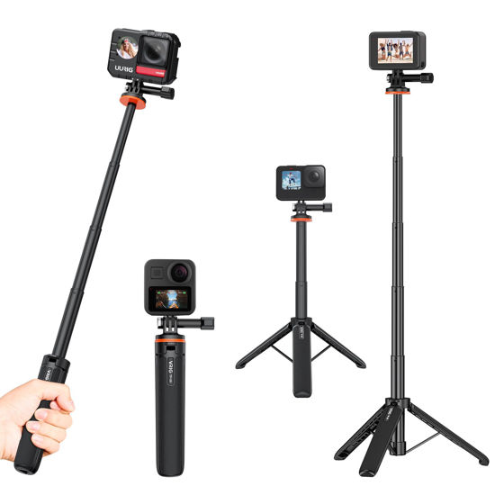 Picture of UURIG 20.1" Mini Extendable Gopro Tripod Portable Selfie Stick Tripod Camera Tripod for GoPro Max Hero 11 10 9 8 7 6 5 4 3 3+ 2 1 Session