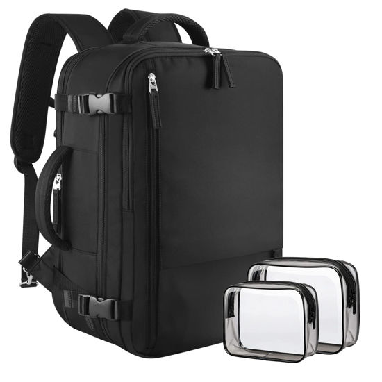 Picture of Sinaliy Large Travel Backpack for Women Men, Expandable 40L Carry On Backpack, 17 Inch Laptop Backpack College Bookbag, Waterproof Travel bag as Person Item Flight Approved