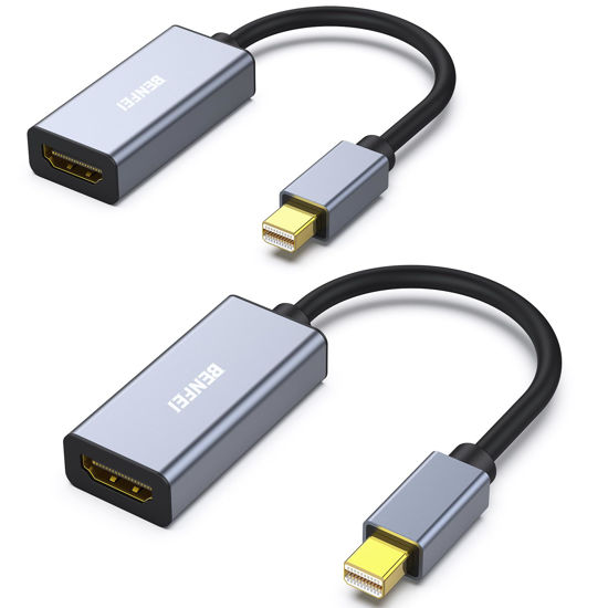 Picture of BENFEI 2 Pack Mini DisplayPort to HDMI Adapter 4K, Thunderbolt 2 to HDMI Adapter Compatible for MacBook Air/Pro, Microsoft Surface Pro/Dock, Monitor, Projector[Gold-Plated Connectors& Aluminium Shell]