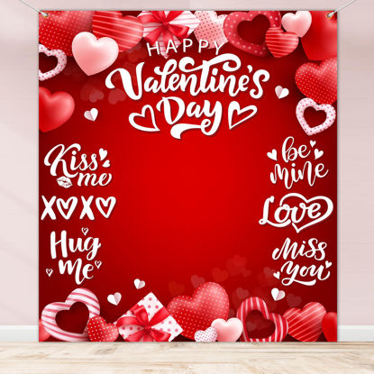 Picture of Happy Valentines Day Backdrop,Red Heart Valentines Day Poster Happy Valentines Day Banner Photo Backdrop for Valentine Day Party Decorations