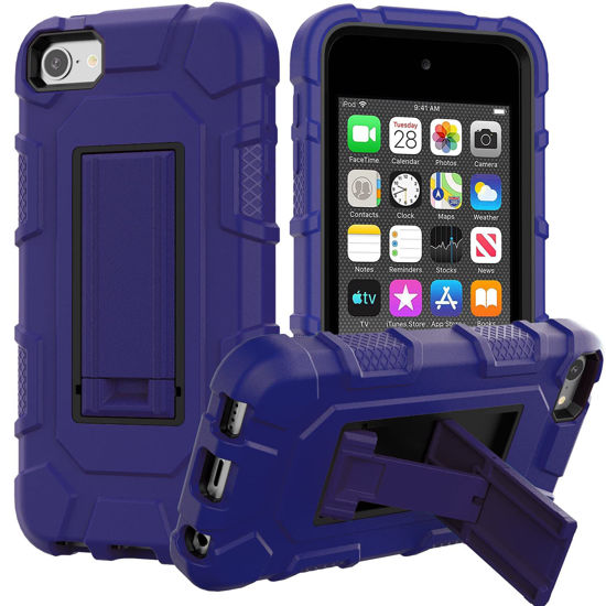 Picture of ZoneFoker for iPod Touch 7th Generation Case, iPod Touch 6th / 5th Generation Case Heavy Duty Shockproof Rugged Cover for Apple iPod Touch 7/6/5 Generation Case for Kids Boys Navy Blue