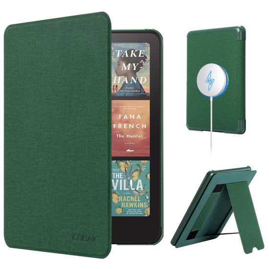Picture of CoBak Lightweight Stand Case for 7" Kindle Paperwhite 12th Gen 2024 and Kindle Colorsoft with Right Hand Strap - Compatible with iPhone MagSafe, for Samsung/Belkin/Anker Wireless Charging Pads