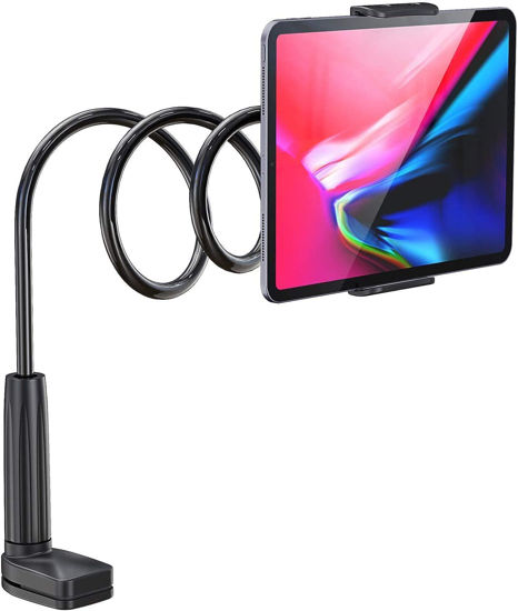 Picture of WixGear Tablet Holder Mount, Gooseneck Tablet Holder, Tablet Holder for Table Top, Holder for Bed Couch Stand, Compatible with iPads, Samsung Galaxy Tablets, Amazon Fire HD and More