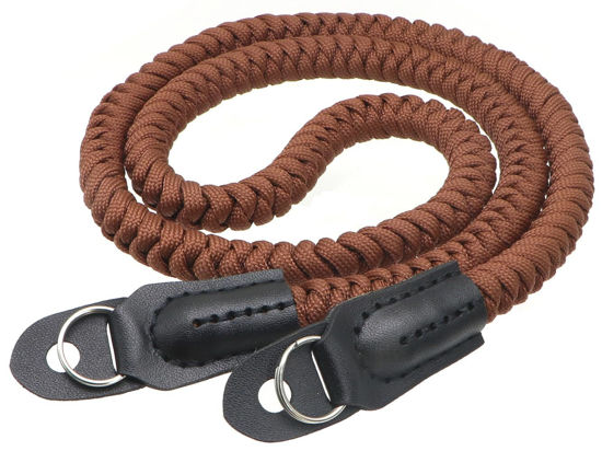 Picture of HITHUT Paracord Camera Strap Long Camera Neck Shoulder Strap for SLR DSLR Digital Mirrorless Cameras 36inch/90cm Brown