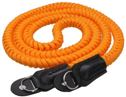 Picture of HITHUT Paracord Camera Strap Long Camera Neck Shoulder Strap for SLR DSLR Digital Mirrorless Cameras 47inch/120cm Orange