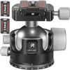 Picture of Low Profile Ball Head Tripod Ball Head ARTCISE KB44 Heavy Duty Tripod Head All Metal CNC Machining with Three 1/4" Quick Release Plates for Tripod, Monopod, DSLR, Camcorder, Max Load 66lbs /30kg
