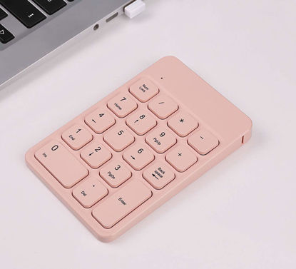 Picture of CHAYA Wireless Numeric Keypad-Mini 18 Keys Portable Slim Number Pad Computer Accessories Compatible with IP,Android,MAC,Windows for Laptop and Tablet(Pink)