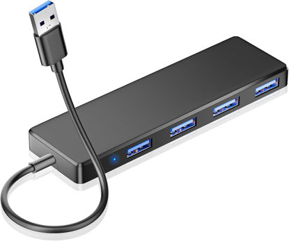 Picture of USB 3.0 Hub, 4 Ports USB A Splitter Ultra Slim Mini USB Expander, Multiple USB Hub for Laptop, PC, Xbox, Flash Drive, HDD, Console, Printer, Camera, Keyborad, Mouse and More