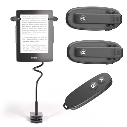 Picture of [2 Clips] [with Holder] Page Turner Remote for Kindle Paperwhite Remote Page Turner Accessories for Kindle Clip Clicker Rechargeable Page Turner for Ipad Android Tablets Phone Camera Triggers