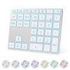Picture of LINKEET Tri-Mode Aluminum Numpad 7-Color Backlit Bluetooth 5.0/Wired USB-C/2.4G Wireless Number Pad Slim 35-Key Rechargeable Numeric Keypad External Keyboard Num Pad for Laptop, Mac - Silver White