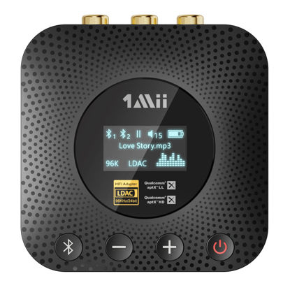 Picture of 1Mii B06HD+ Hi-Res Bluetooth 5.1 Music Receiver for Home Stereo w/LDAC, Hi-Fi Bluetooth Adapter w/Audiophile DAC aptX HD Volume Control OLED Display, Wireless Audio Adapter for AV Receiver/Amplifier