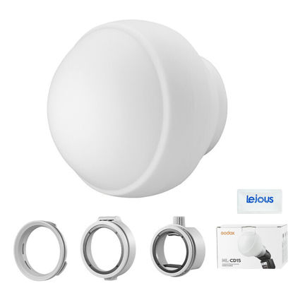 Picture of Godox ML-CD15 Diffusion Dome Kit, Silicone Flash Diffuser with 3 Adapters Compatible for Godox V1 AD100 Pro AD200 Pro AD300 Pro AD400 Pro V860III V860II TT600 TT685II ML60Bi TT520II TT560