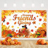 Picture of AIBIIN Happy Friendsgiving Backdrop Friendsgiving Party Decorations Thanksgiving Day Turkey Photography Background Fall Pumpkin Harvest Maple Leaf Happy Friends Giving Party Banner 70.8x43.3 inch