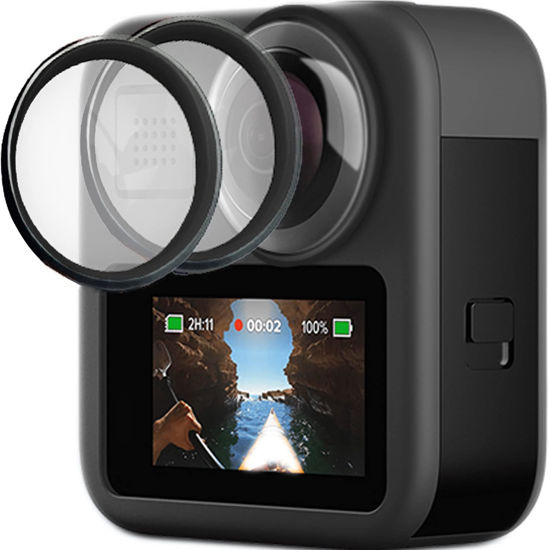 Picture of 【2 Pcs】 FitStill Lens Cover for Go Pro MAX Action Camera Lens Protector Kit, Sticky Lens Guards Protection for Camera, Go Pro MAX Waterproof Transparent Lens Protector, Camera Protection