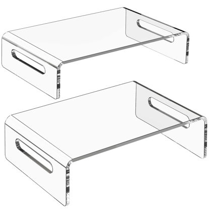 Picture of Zimilar 2 Pack Monitor Stand Riser, Acrylic Monitor Stand for Computer, Laptop, Printer, Notebook, Premium Clear Laptop Stand Acrylic Monitor Riser for Home Office, Monitor Stands for 2 Monitors