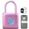 Picture of Pothunder Fingerprint Padlock, Smart Padlock, Locker Lock, Combination Lock, Fingerprint Lock with APP Unlock, USB Rechargeable, Suitable for Gym Locker, Door, Locker(Pink)