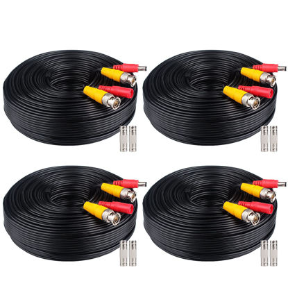 Picture of WILDHD BNC Cable 4x100FT, All-in-One Siamese Video and Power Security Camera Wire, Camera Cable for All Max 5MP HD CCTV DVR Surveillance System (100FT 4PACK, Black)