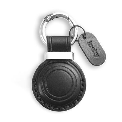 Picture of Jayanes Genuine Leather AirTag Holder Keychain - Compatible with Apple AirTag Keychain Holder, Secure Hidden Air Tag Case Cover Key Ring Chain Fob Accessories - Black