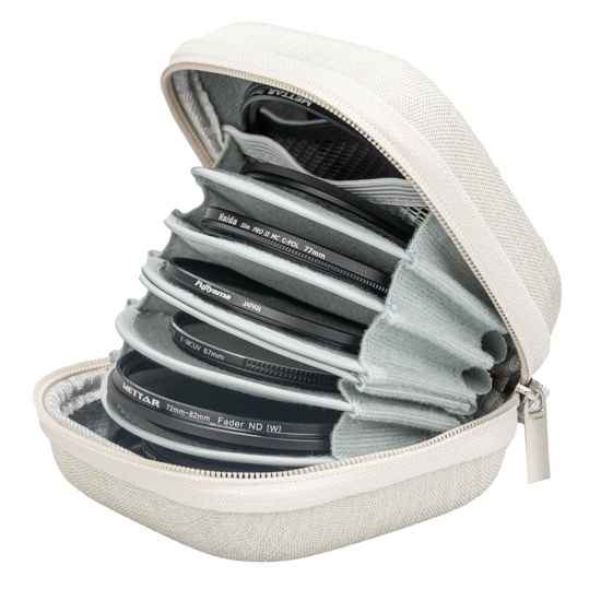 Picture of Nkmooxe Durable 52/58/67/77/82/95mm Lens Filter Pouch Case for 8 Circular Filters Up to 95mm, Dustproof & Water-Resistant Camera Lens Filter Storage Wallet for ND UV CPL Filters