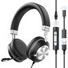 Picture of Wantek USB Headset with Microphone for PC,Laptop,Computer Headset with Noise Cancelling & Audio Controls,Wired Headset for Call Center,Work,Ofiice,Zoom,Binaural