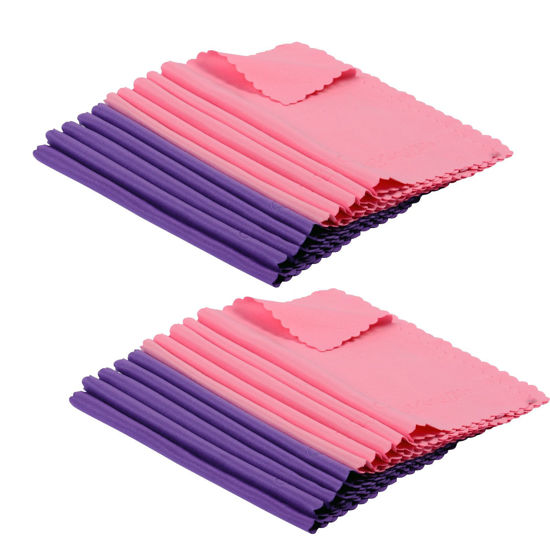 Picture of ColorYourLife 20-Pack Microfiber Cleaning Cloths for Smart Phone, Laptop, Tablets, Lenses, LCD Monitor, TV, Camera, Eyeglasses, Optics Etc (Purple + Pink)
