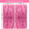 Picture of Thicken Pink Foil Fringe Curtains Decorations 3.2x8.2ft - 2 Pack, Photo Backdrop for Birthday Bachelorette Bridal Shower Baby Shower Graduation Party, Party Streams Decor