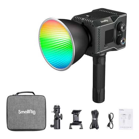 Picture of SmallRig RC 60C RGB LED Video Light Built-in Battery with APP Control, Continuous Output Lighting 2500K-10000K with G/M Adjustment & Colored Filter Adjustment with Powerbank Clamp Edition