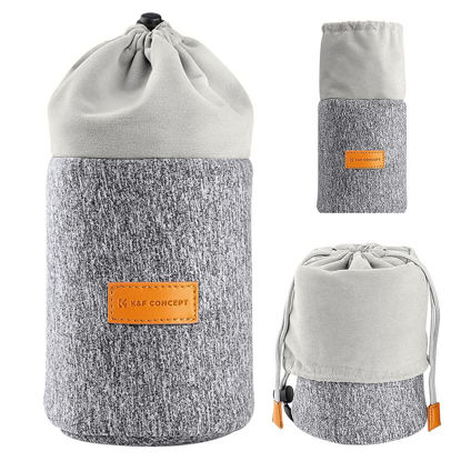 Picture of K&F Concept Lens Pouch 2-in-1 Expandable Camera Lens Bag Case Compatible for Canon Lenses 75-300mm, Nikon, Sony, Pentax, Olympus Camera Lens 10 x 18cm Protective Neoprene Soft Plush for DSLR Lenses
