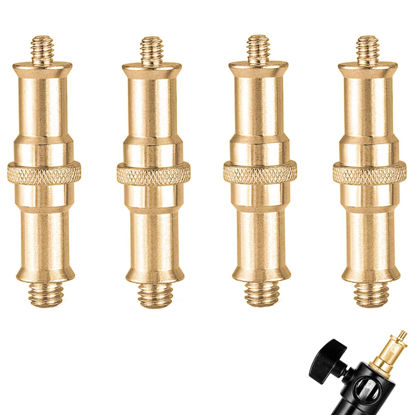 Picture of KuuGuu 4 PCS Standard 1/4 to 3/8 inch Metal Convertor Threaded Screw Tripod Adapter Spigot Stud for Flash Holder, Studio Light Stand, Ball Head (Copper)