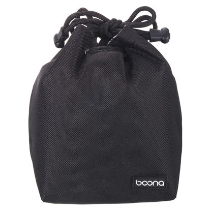 Picture of PATIKIL Soft Drawstring Lens Case, Lens Pouch Bag with Cotton Pad 3.94" x 3.94" Thick Fleece Cloth Camera Lens Bag for SLR Lens Water Cups, Black