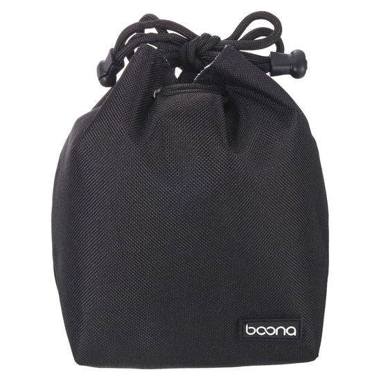 Picture of PATIKIL Soft Drawstring Lens Case, Lens Pouch Bag with Cotton Pad 3.94" x 3.94" Thick Fleece Cloth Camera Lens Bag for SLR Lens Water Cups, Black