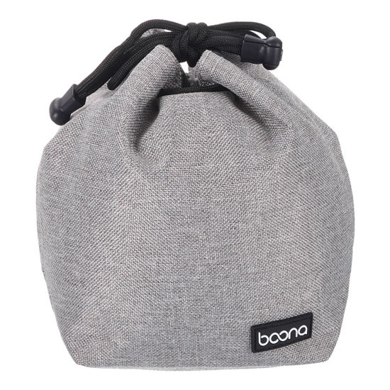 Picture of PATIKIL Soft Drawstring Lens Case, Lens Pouch Bag with Cotton Pad 3.94" x 3.94" Thick Fleece Cloth Camera Lens Bag for SLR Lens Water Cups, Grey