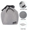 Picture of PATIKIL Soft Drawstring Lens Case, Lens Pouch Bag with Cotton Pad 3.94" x 3.94" Thick Fleece Cloth Camera Lens Bag for SLR Lens Water Cups, Grey