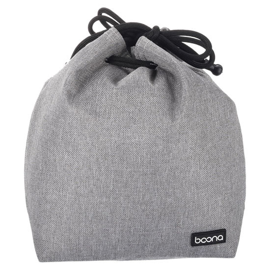 Picture of PATIKIL Soft Drawstring Lens Case, Lens Pouch Bag with Cotton Pad 5.91" x 3.94" Thick Fleece Cloth Camera Lens Bag for SLR Lens Water Cups, Grey