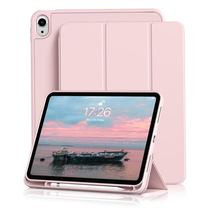 Picture of Kenke for iPad 10th Generation Case 2022 with Pencil Holder, iPad 10.9 Inch Case with Soft TPU Back Shell Hybrid Slim Trifold Stand Protective Cover Support Touch ID Auto Wake/Sleep (Pink)